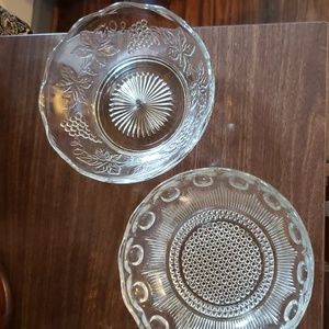 Vintage Patterned serving bowl 9x3 Clear (One)